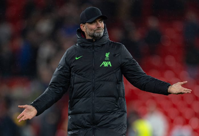 Liverpool manager Jurgen Klopp pictured following his team's 5-1 win over West Ham in the EFL Cup quarter-finals in December 2023